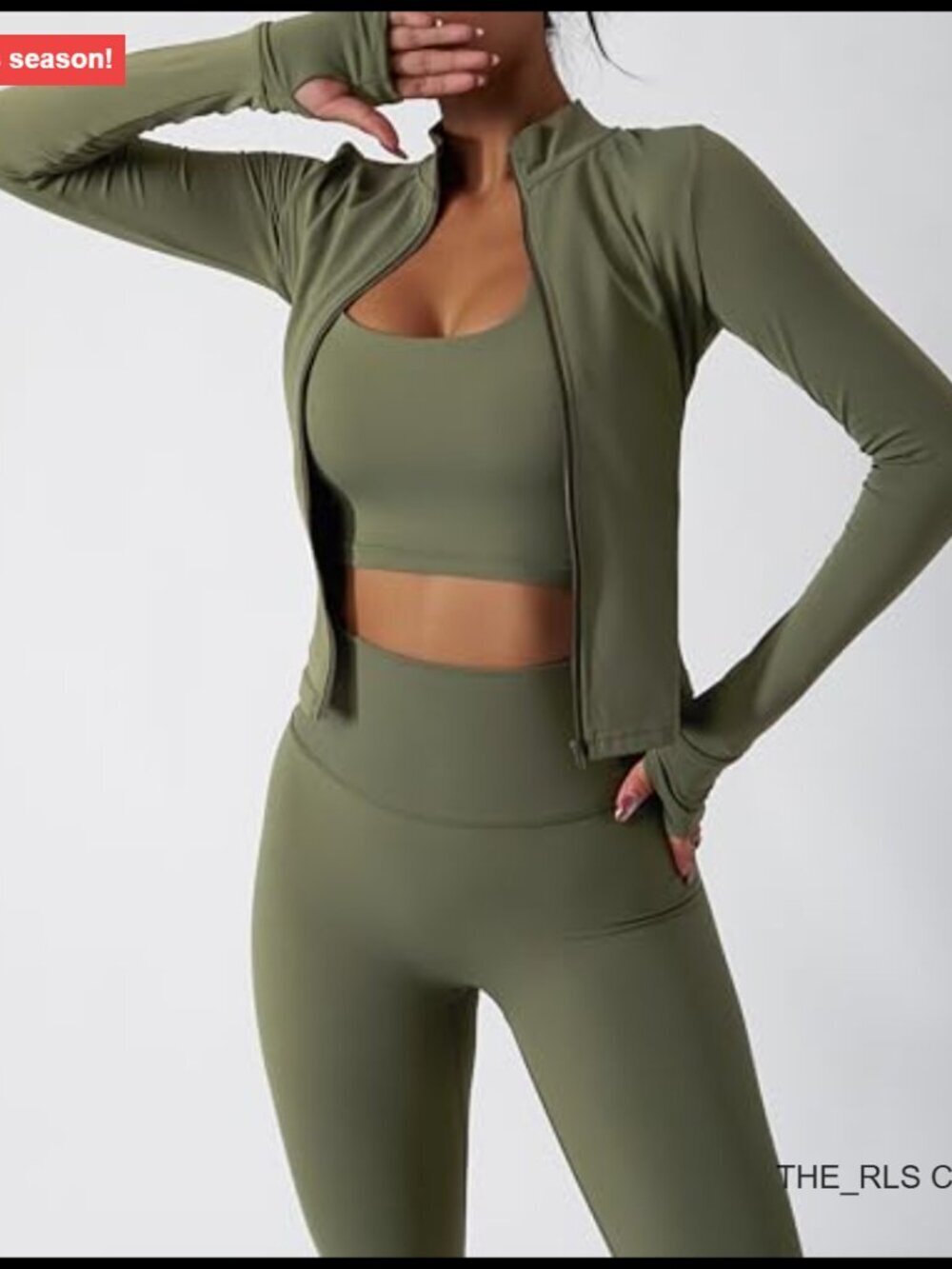 Two Piece Tracksuit Set with Long Sleeve Zipper Jacket and High Waist Leggings - Picture 3 of 7